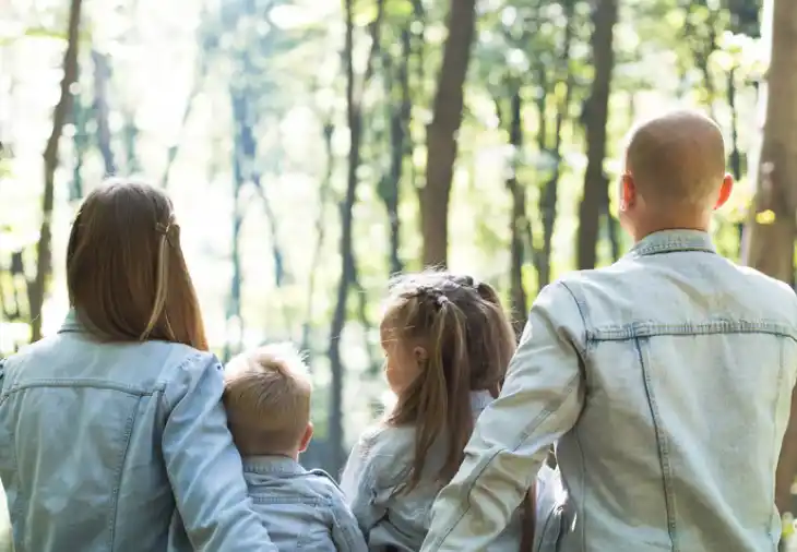 Family Walking in forest