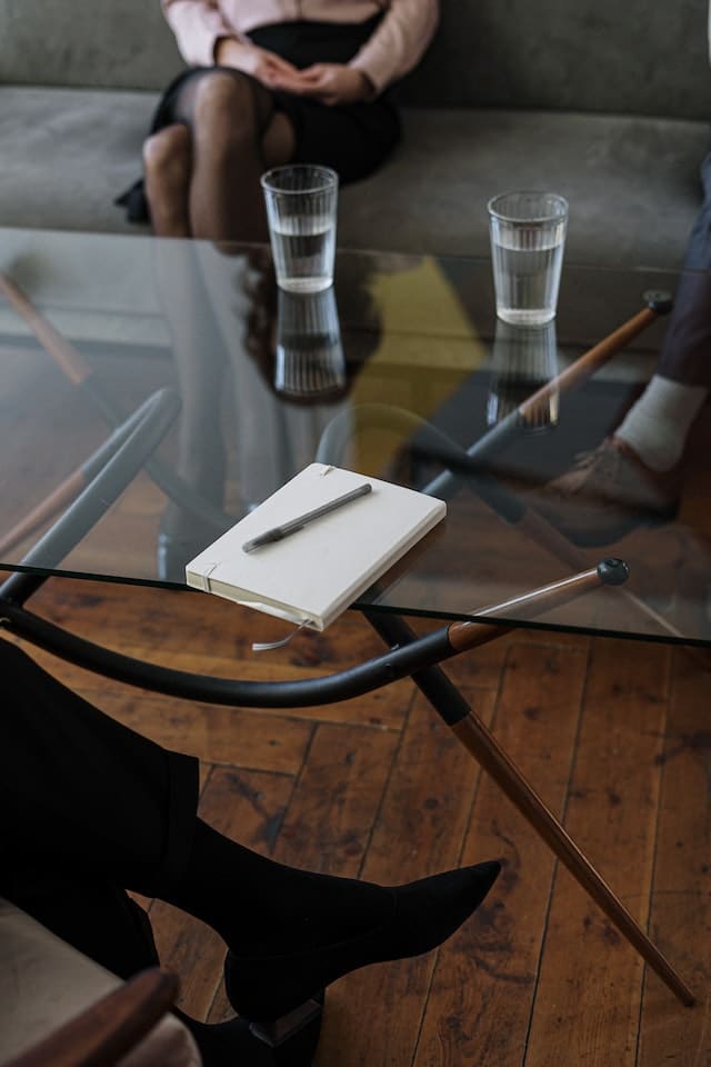 notepad on a table at a counseling session